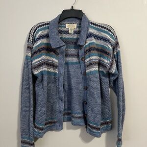 Women's Blue Patterned Sweater